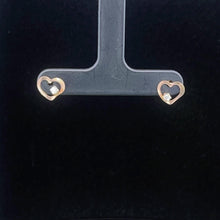 Load image into Gallery viewer, 14K Diamond Heart Love Symbol Stud Earrings Yellow Gold