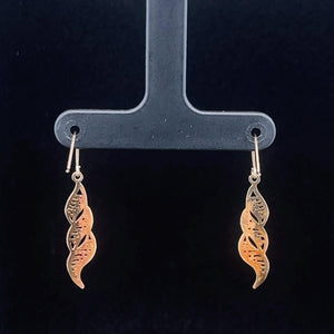 14K Wavy Scroll Filigree Vintage Dangle Earrings Yellow Gold