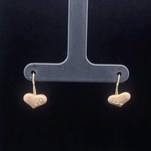 Load image into Gallery viewer, 14K Domed Heart Love Symbol Vintage Dangle Earrings Yellow Gold