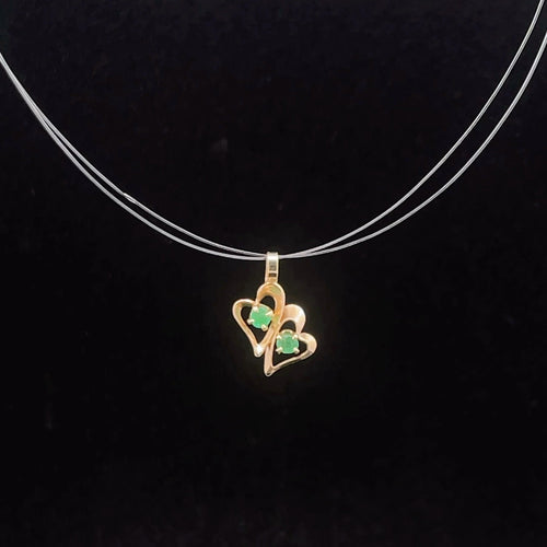 14K Emerald Heart Love Symbol Vintage Charm/Pendant Yellow Gold