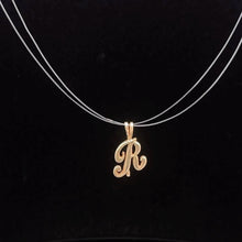 Load image into Gallery viewer, 14K R Cursive Monogram Letter Initial Charm/Pendant Yellow Gold