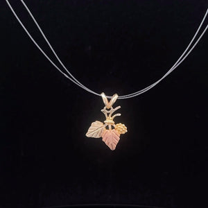 10K Black Hills Leaf Vintage Cluster Charm/Pendant Yellow Gold