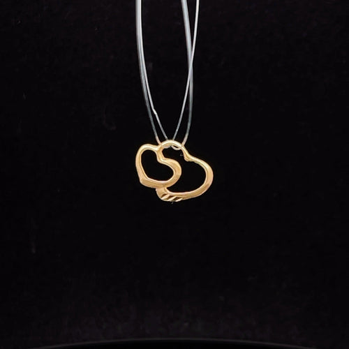 14K Two Heart Love Symbol Vintage Charm/Pendant Yellow Gold