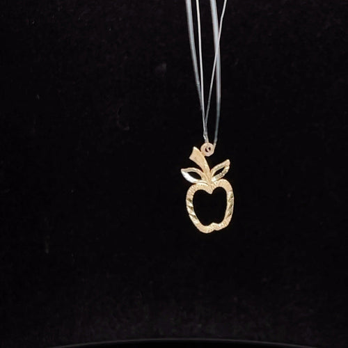14K Diamond Cut Apple Teacher Symbol Charm/Pendant Yellow Gold