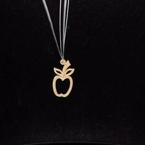 14K Diamond Cut Apple Teacher Symbol Charm/Pendant Yellow Gold