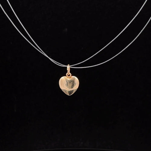 14K Puffy Heart Love Symbol Romantic Charm/Pendant Yellow Gold
