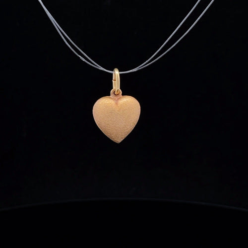14K Puffy Heart Forget Me Not Vintage Love Pendant Yellow Gold