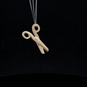 14K 3D Articulated Scissors Craft Stylist Charm/Pendant Yellow Gold