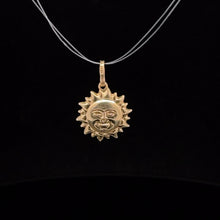 Load image into Gallery viewer, 14K Puffy Sun Face Vintage Space Charm/Pendant Yellow Gold