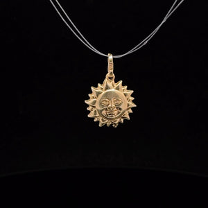 14K Puffy Sun Face Vintage Space Charm/Pendant Yellow Gold