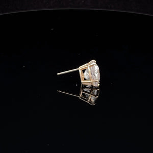 14K Trillion Solitaire Vintage CZ Single Stud Earring Yellow Gold