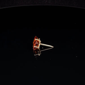 14K Emerald Cut Citrine Solitaire Vintage Lapel Pin/Brooch Yellow Gold