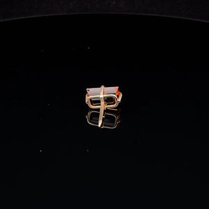 14K Emerald Cut Citrine Solitaire Vintage Lapel Pin/Brooch Yellow Gold