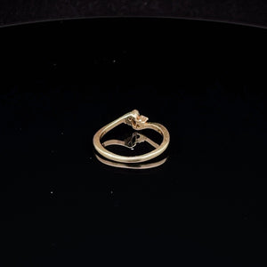 14K Marquise Sapphire Diamond Vintage Bypass Ring Yellow Gold