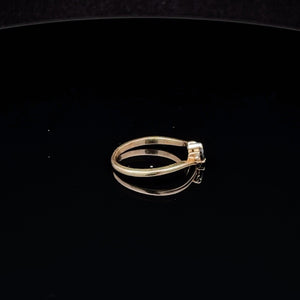 14K Marquise Sapphire Diamond Vintage Bypass Ring Yellow Gold