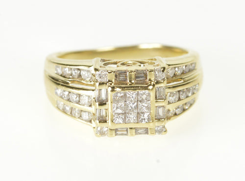 10K 0.65 Ctw Princess Diamond Cluster Engagement Ring Size 5.75 Yellow Gold