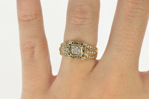 10K 0.65 Ctw Princess Diamond Cluster Engagement Ring Size 5.75 Yellow Gold