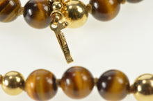 Load image into Gallery viewer, 14K Retro Tiger&#39;s Eye Sphere Beaded Statement Necklace 24.5&quot; Yellow Gold
