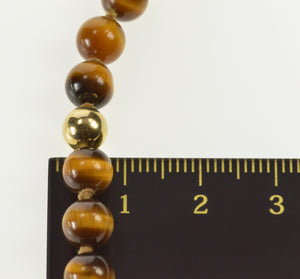 14K Retro Tiger's Eye Sphere Beaded Statement Necklace 24.5" Yellow Gold