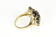 Load image into Gallery viewer, 10K Deep Navy Sapphire Oval Cluster Cocktail Ring Size 8.25 Yellow Gold