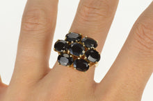 Load image into Gallery viewer, 10K Deep Navy Sapphire Oval Cluster Cocktail Ring Size 8.25 Yellow Gold