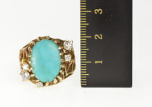 Load image into Gallery viewer, 14K Turquoise CZ Textured Nugget Web Statement Ring Size 7.75 Yellow Gold