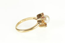 Load image into Gallery viewer, 10K Retro Pearl Ruby Star Cluster Statement Ring Size 4.75 Yellow Gold