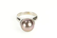 Load image into Gallery viewer, 18K Tahitian Pearl Ornate Bezel Cocktail Ring Size 5.75 White Gold