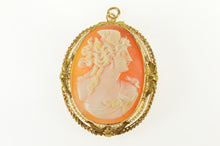 Load image into Gallery viewer, 10K Victorian Seed Pearl Carved Lady Cameo Pendant/Pin Yellow Gold