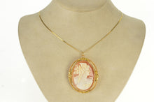 Load image into Gallery viewer, 10K Victorian Seed Pearl Carved Lady Cameo Pendant/Pin Yellow Gold