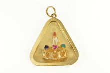 Load image into Gallery viewer, 14K Retro Ornate Enamel Candle Birthday Cake Charm/Pendant Yellow Gold