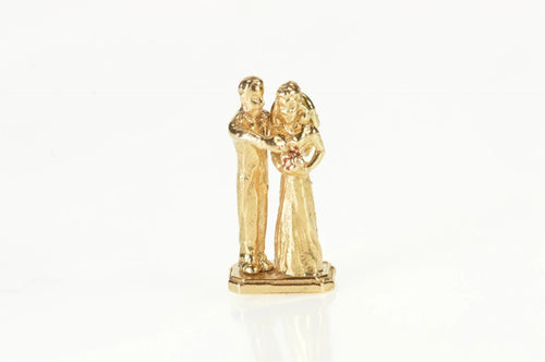 14K 3D Articulated Wedding Dance Marriage Charm/Pendant Yellow Gold