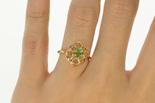 Load image into Gallery viewer, 14K Natural Emerald Solitaire Wavy Swirl Cocktail Ring Size 5.75 Yellow Gold
