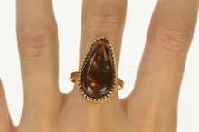 Load image into Gallery viewer, 14K Fire Agate Cabochon Statement Ring Size 10.75 Yellow Gold