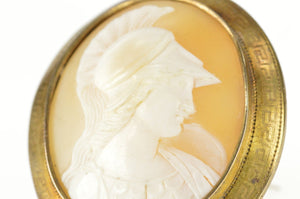 10K Victorian Greek Soldier Carved Cameo Pendant/Pin Yellow Gold