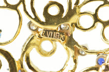 Load image into Gallery viewer, 18K Layered Circle Sapphire Diamond Statement Pendant/Pin Yellow Gold