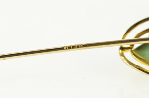 14K Victorian Jasper Cabochon Wavy Halo Stick Pin Yellow Gold