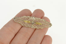 Load image into Gallery viewer, 10K Art Deco Diamond Filigree Two Tone Leaf Ornate Pin/Brooch White Gold
