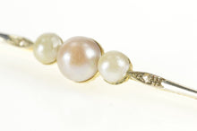 Load image into Gallery viewer, 14K Pearl Diamond Accent Ornate Retro Bar Pin/Brooch Yellow Gold