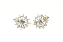 Load image into Gallery viewer, 18K Cubic Zirconia Retro Halo Burst Snowflake Earrings White Gold