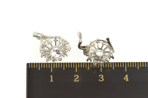 18K Cubic Zirconia Retro Halo Burst Snowflake Earrings White Gold