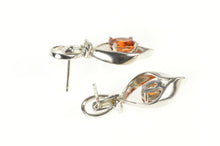 Load image into Gallery viewer, 14K 1.79 Ctw Mexican Fire Opal Diamond Dangle Earrings White Gold
