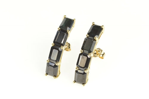10K 9.00+ Ctw Natural Sapphire Curved Bar Statement Earrings Yellow Gold