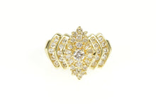 Load image into Gallery viewer, 14K 1.35 Ctw Diamond Elegant Cluster Statement Ring Size 7.5 Yellow Gold