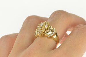 14K 1.35 Ctw Diamond Elegant Cluster Statement Ring Size 7.5 Yellow Gold