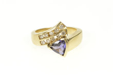 Load image into Gallery viewer, 10K 0.90 Ctw Trillion Amethyst Diamond Bypass Ring Size 7.25 Yellow Gold