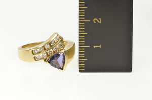 10K 0.90 Ctw Trillion Amethyst Diamond Bypass Ring Size 7.25 Yellow Gold