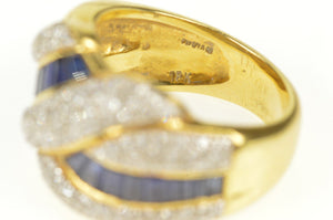 18K 1.83 Ctw Wavy Baguette Diamond Pave Diamond Ring Size 6.75 Yellow Gold