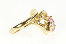 Load image into Gallery viewer, 14K Round Pink Topaz Solitaire Wavy Statement Ring Size 6.5 Yellow Gold