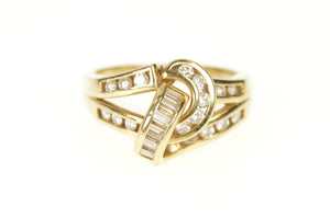 14K Diamond Channel Knot Loop Statement Ring Size 6 Yellow Gold